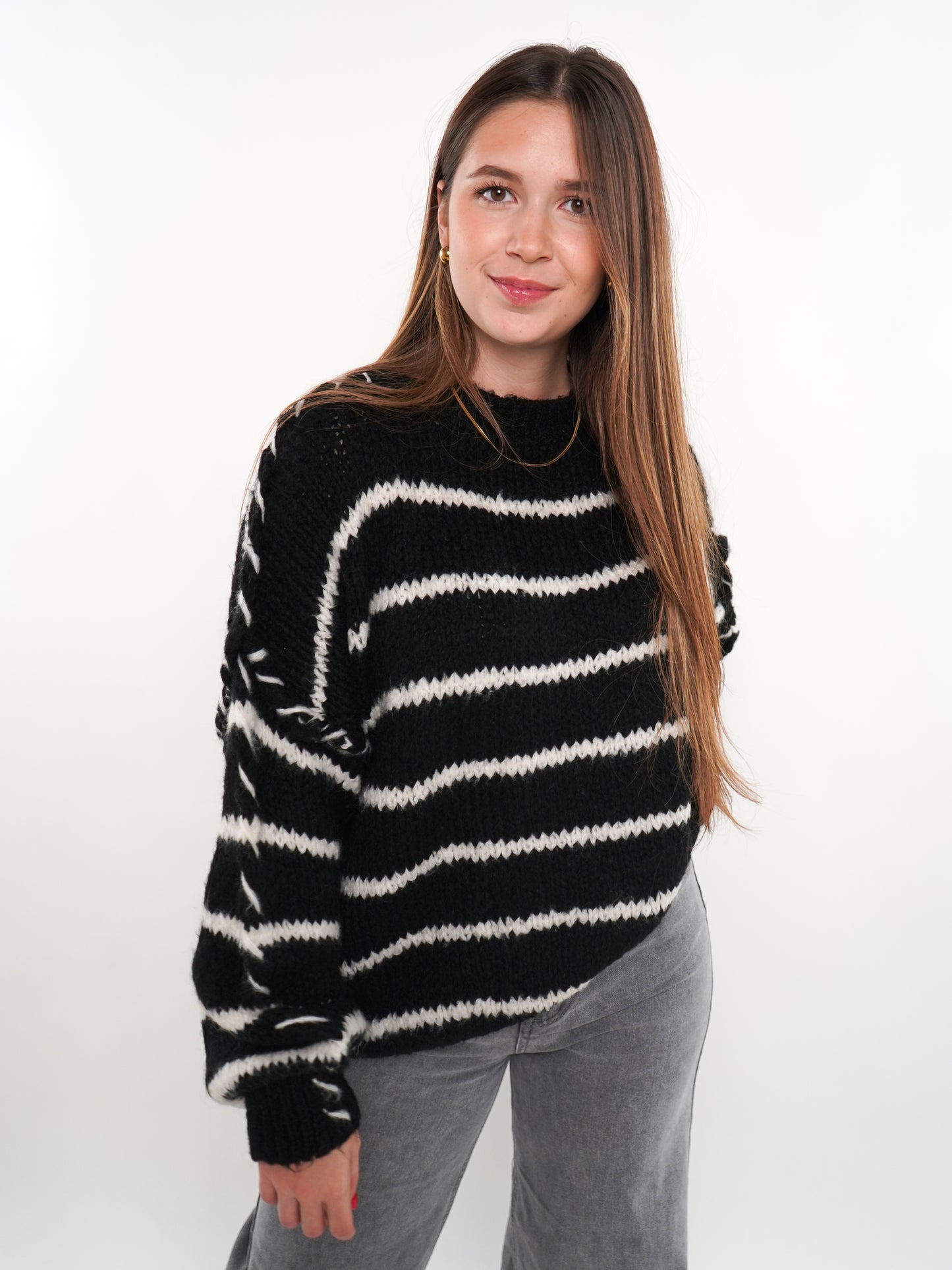 Stripe Vibe Strickpullover - Schwarz