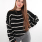 Stripe Vibe Strickpullover - Schwarz