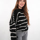 Stripe Vibe Strickpullover - Schwarz