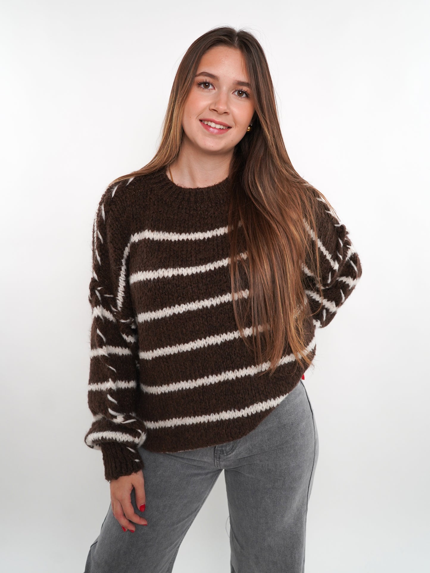 Stripe Vibe Strickpullover - Chocolate