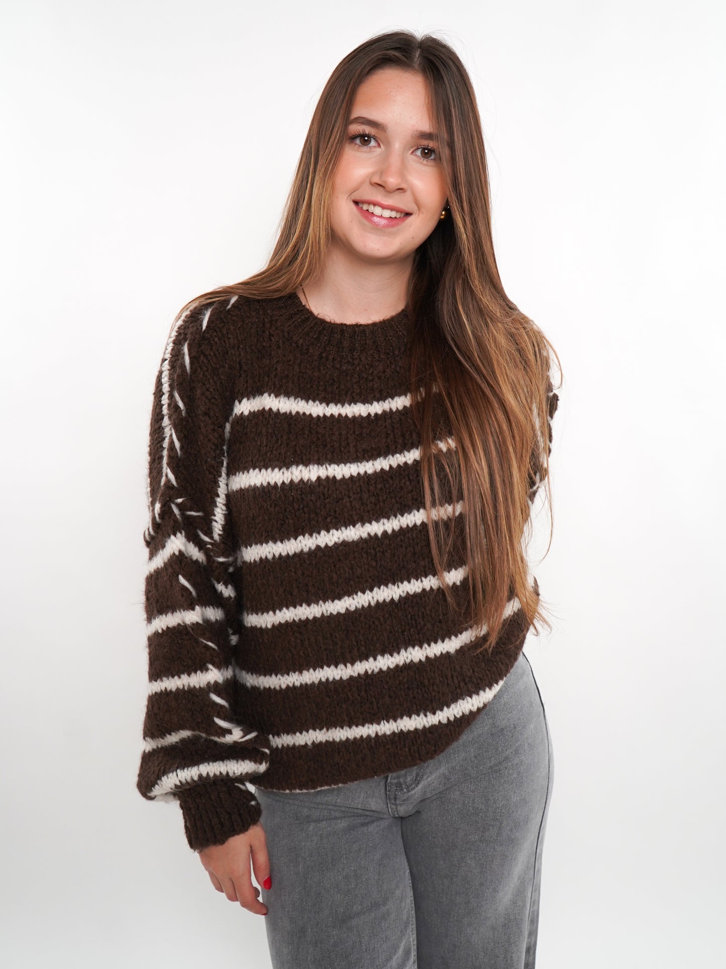 Stripe Vibe Strickpullover - Chocolate