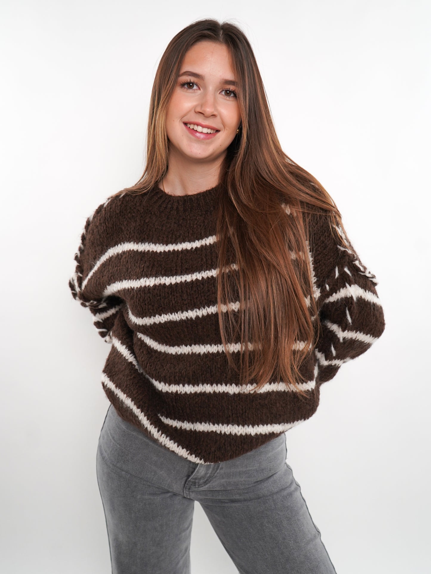 Stripe Vibe Strickpullover - Chocolate