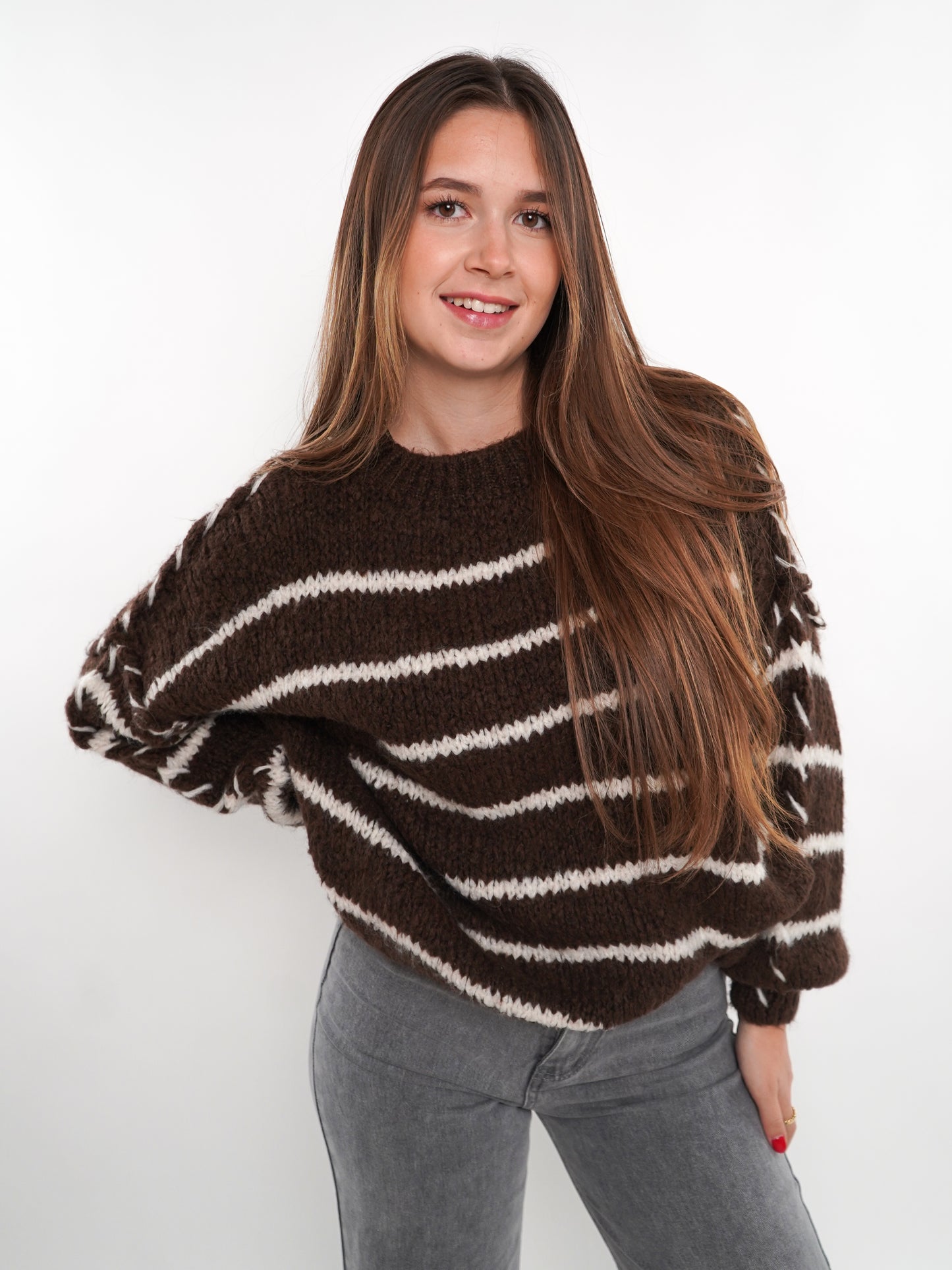 Stripe Vibe Strickpullover - Chocolate