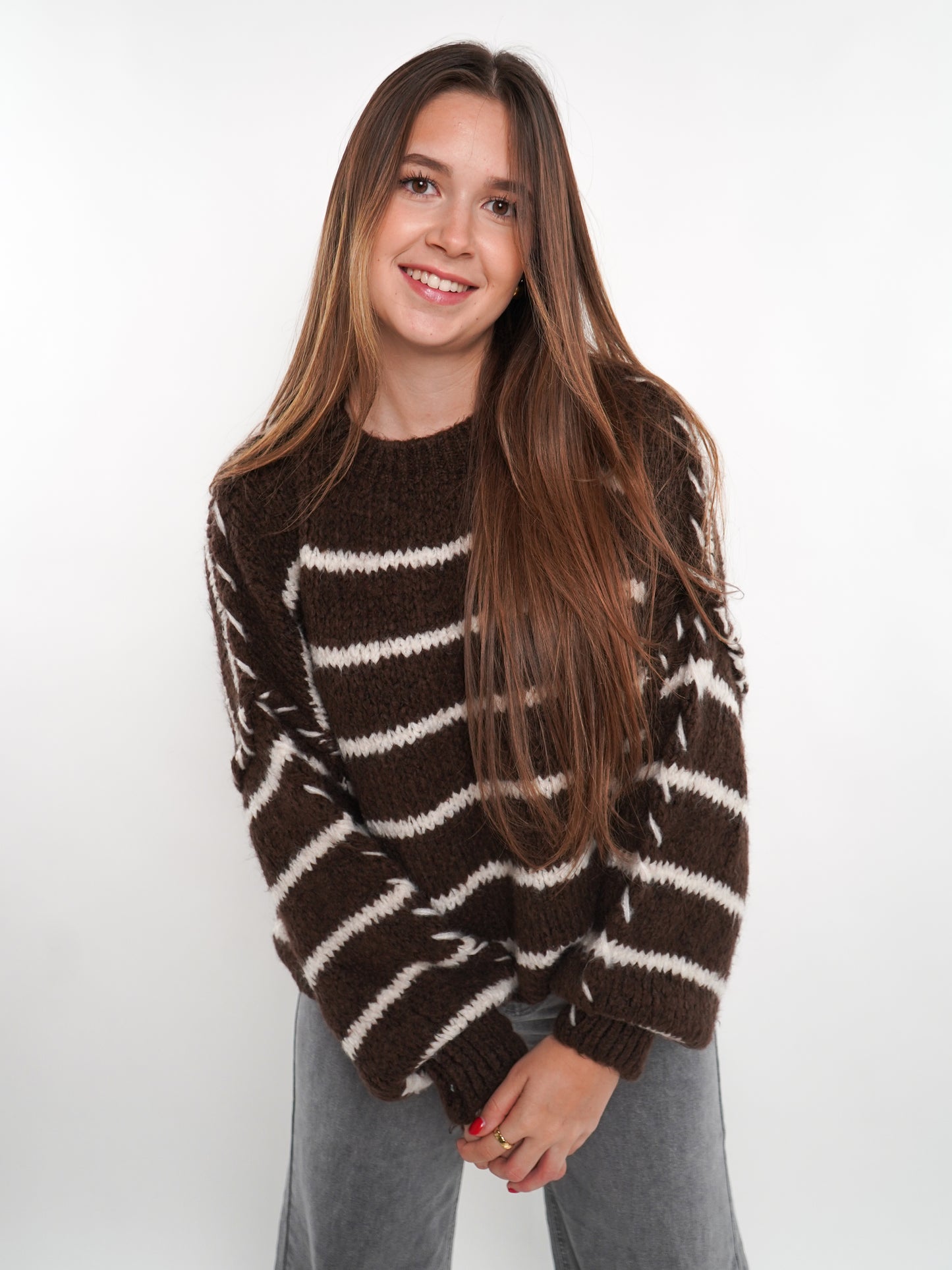 Stripe Vibe Strickpullover - Chocolate