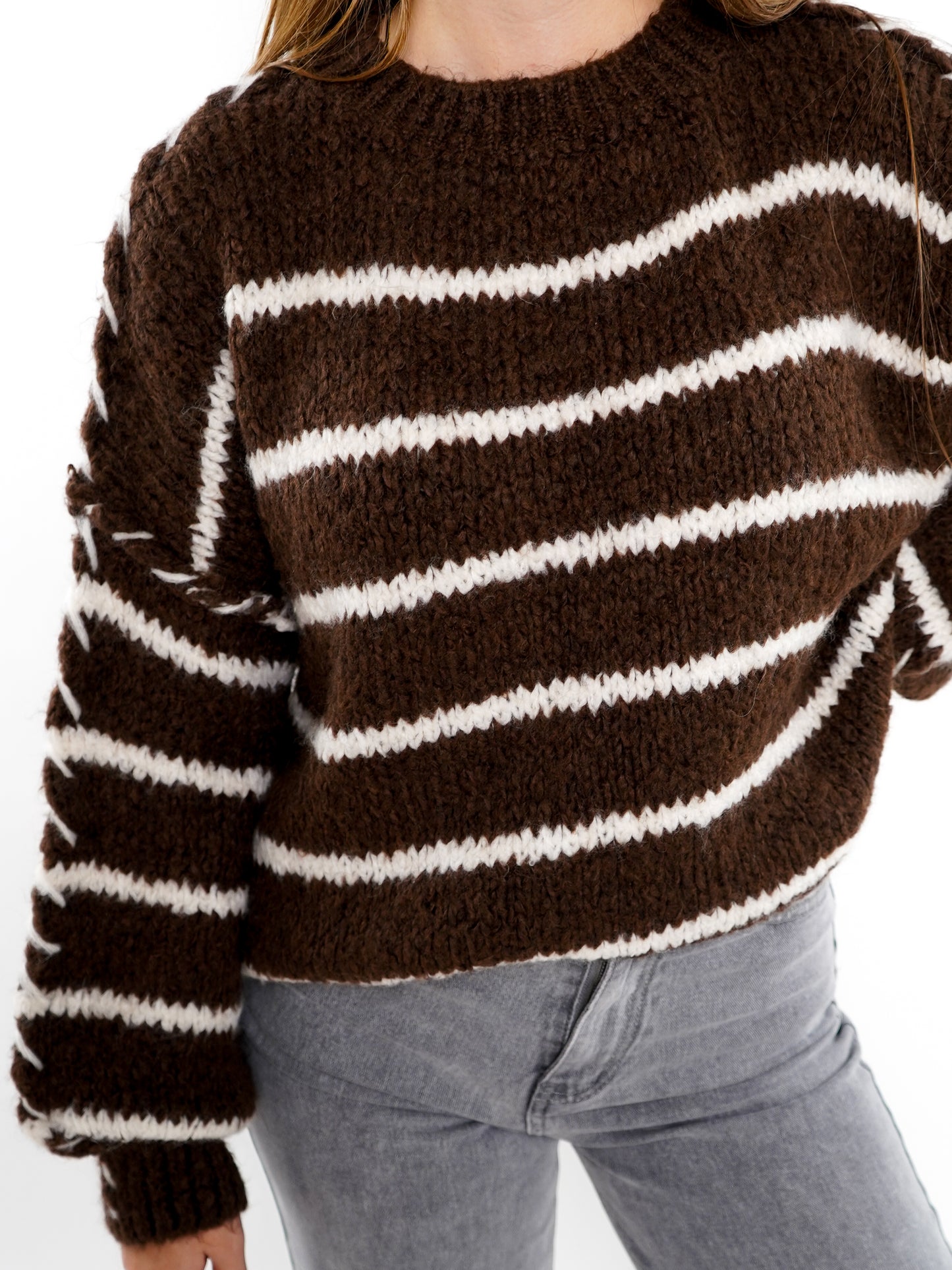 Stripe Vibe Strickpullover - Chocolate