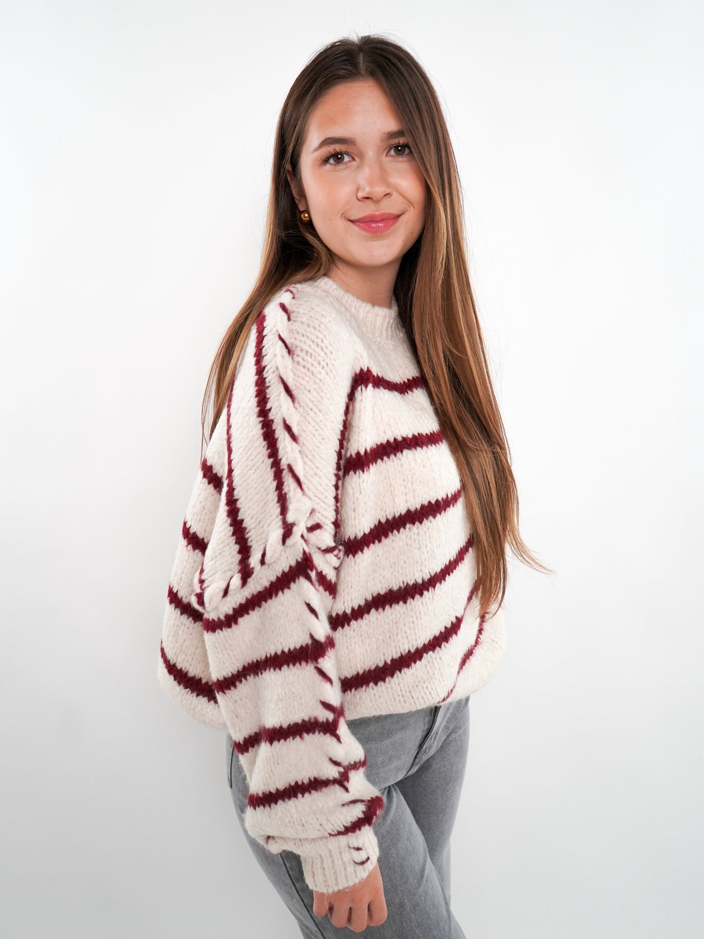 Stripe Vibe Strickpullover - Creme