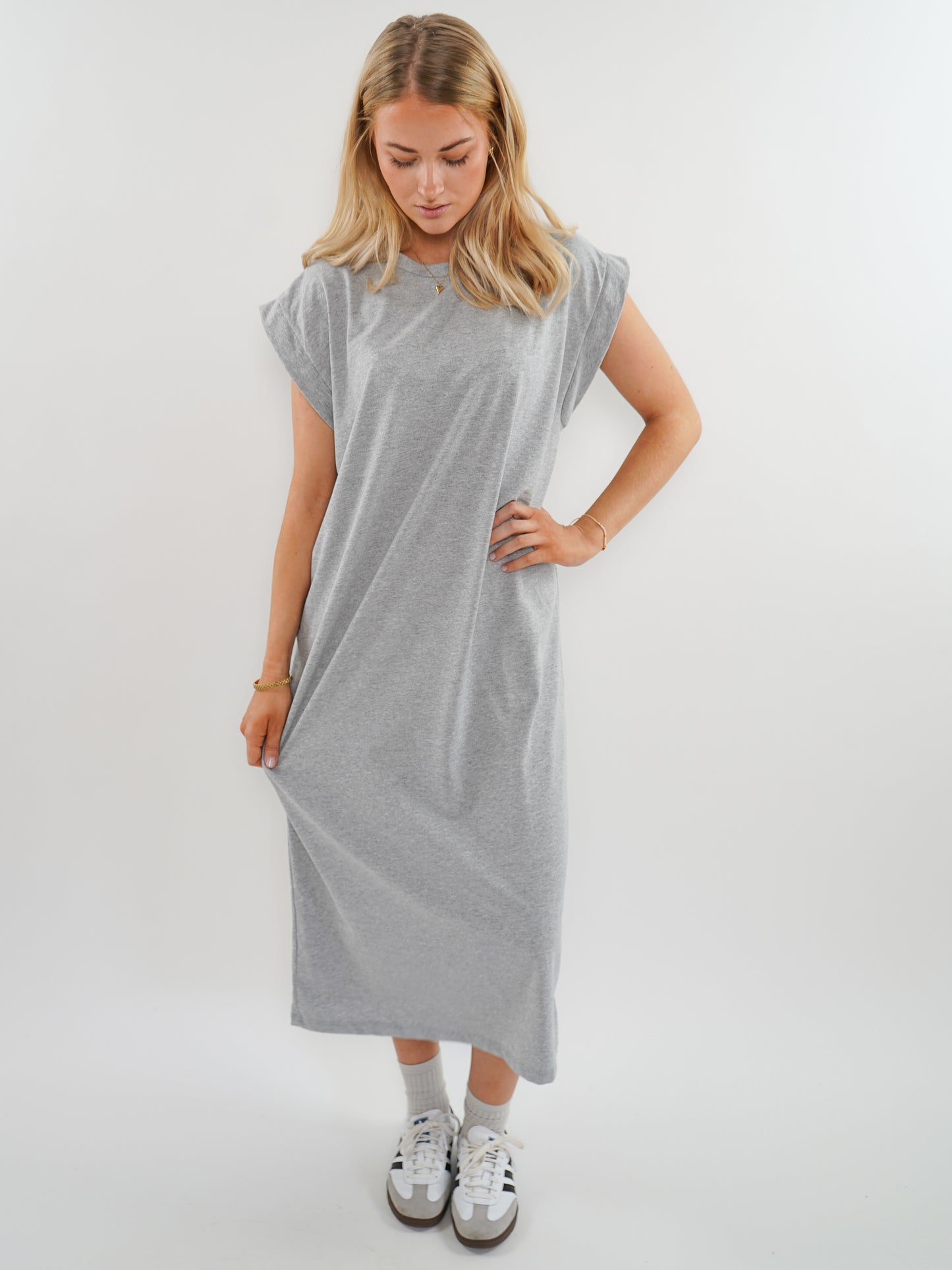 ZWEITELIEBE 753 Basic Midi Jersey Kleid - Grau - vom Umtausch ausgeschlossen -