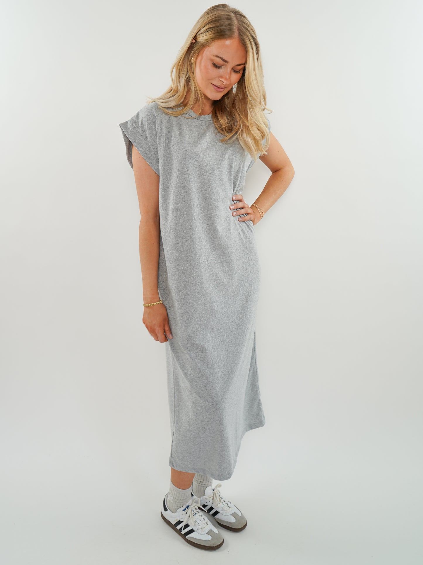 ZWEITELIEBE 753 Basic Midi Jersey Kleid - Grau - vom Umtausch ausgeschlossen -