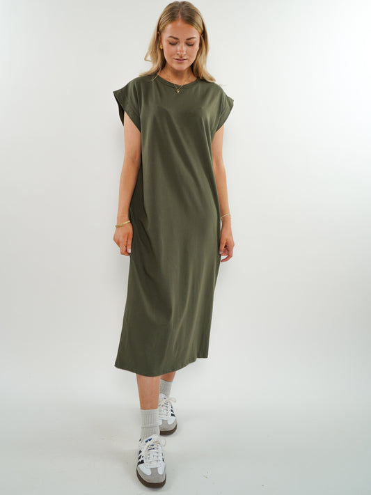 ZWEITELIEBE 742-Basic Midi Jersey Kleid - Cottage Green- Vom Umtausch ausgeschlossen