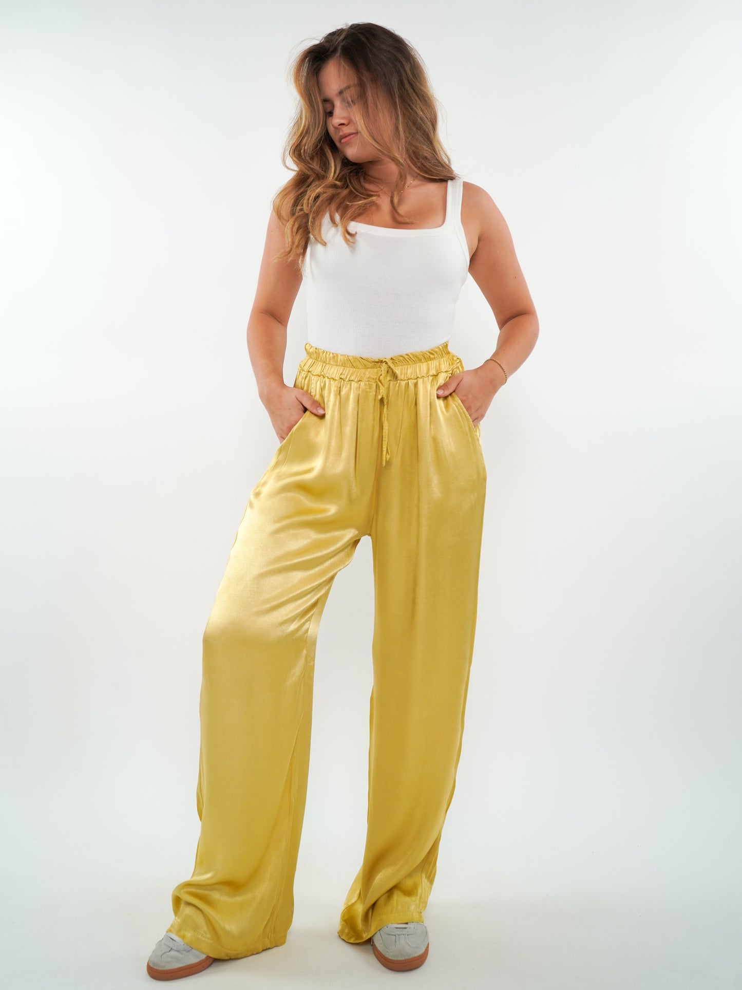 Silky Wide Leg Hose Fiona - Honiggelb