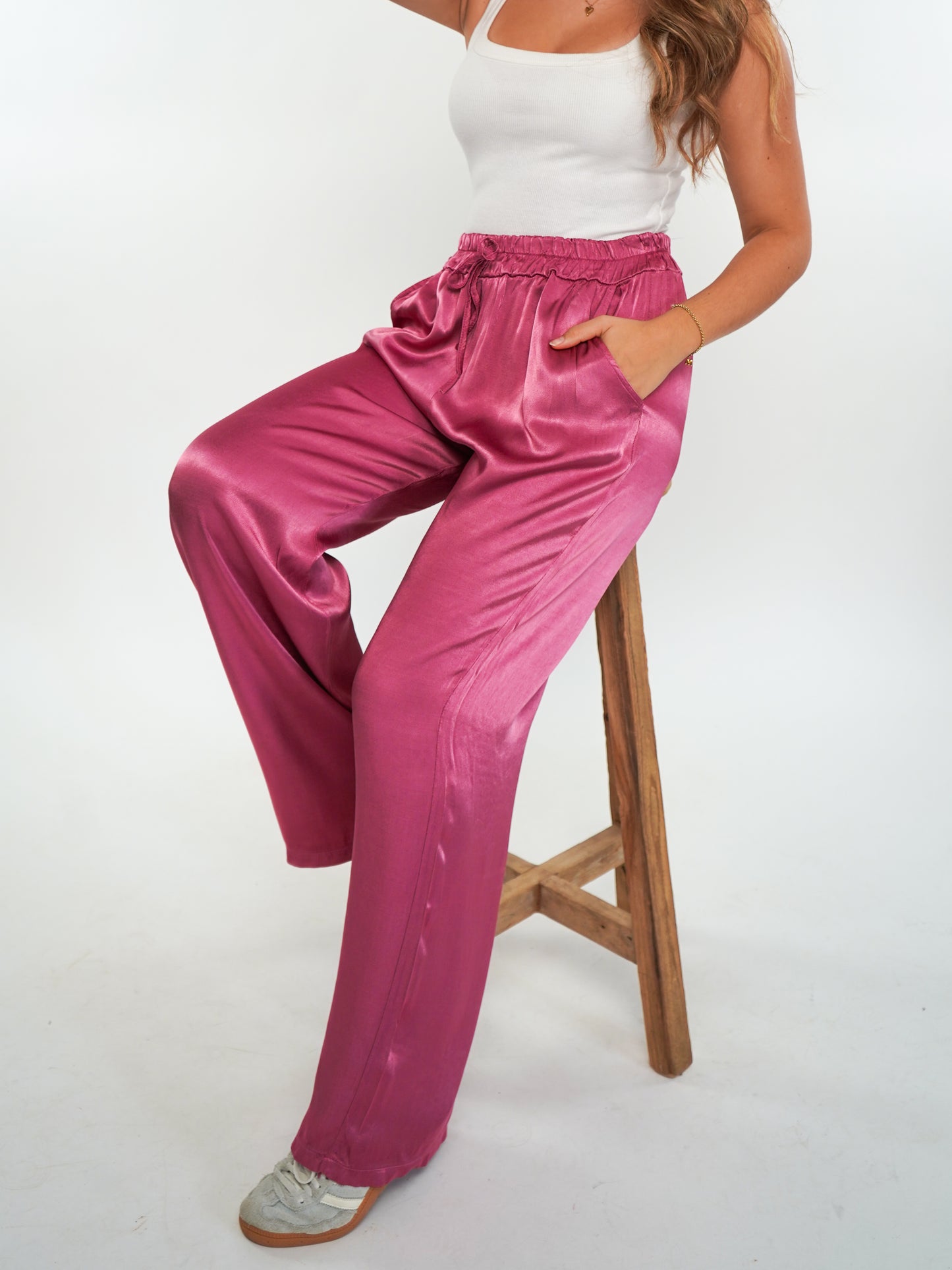 Silky Wide Leg Hose Fiona - Beet Rot