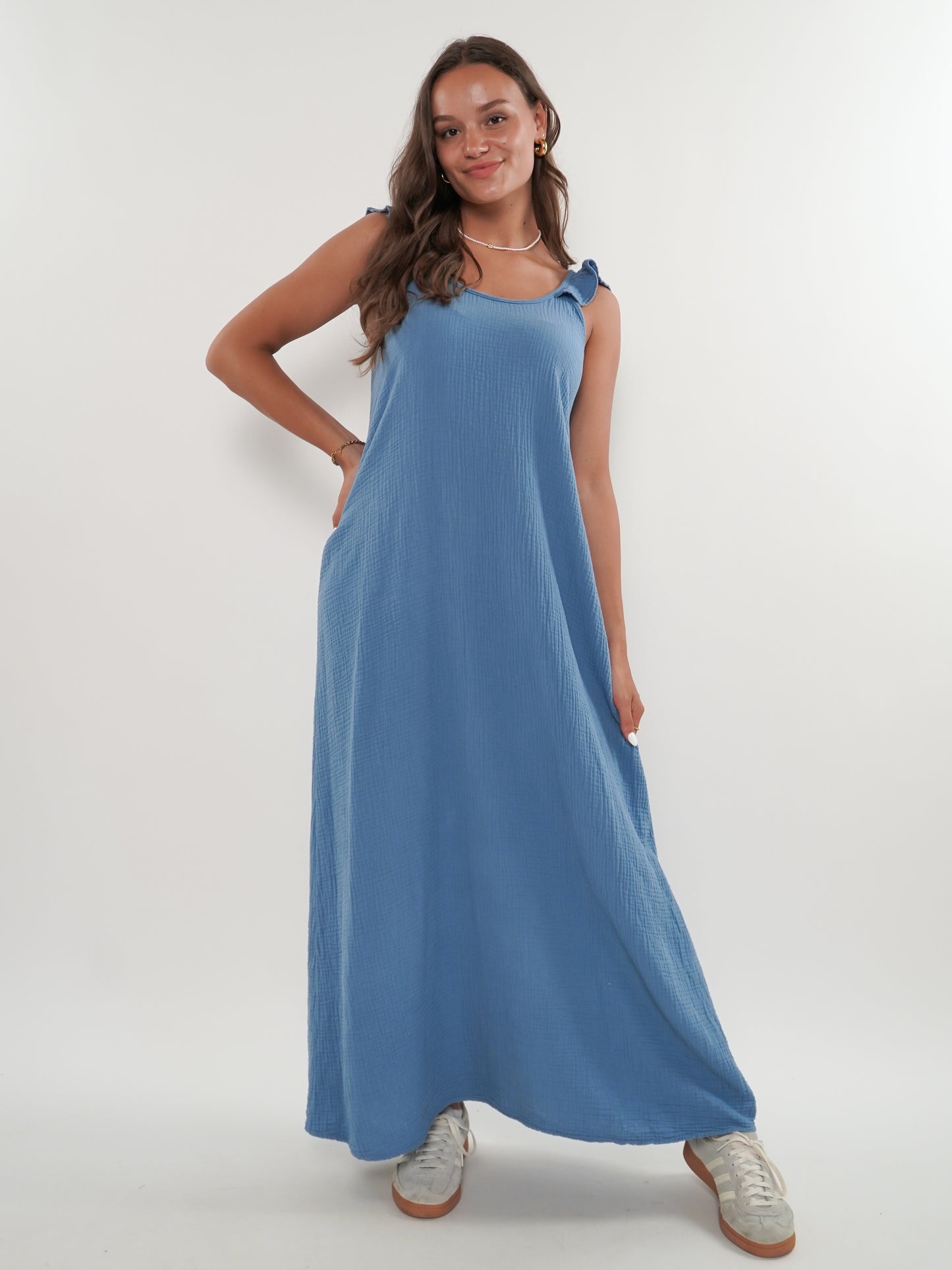 Musselin Midikleid Lucy - Sommerblau