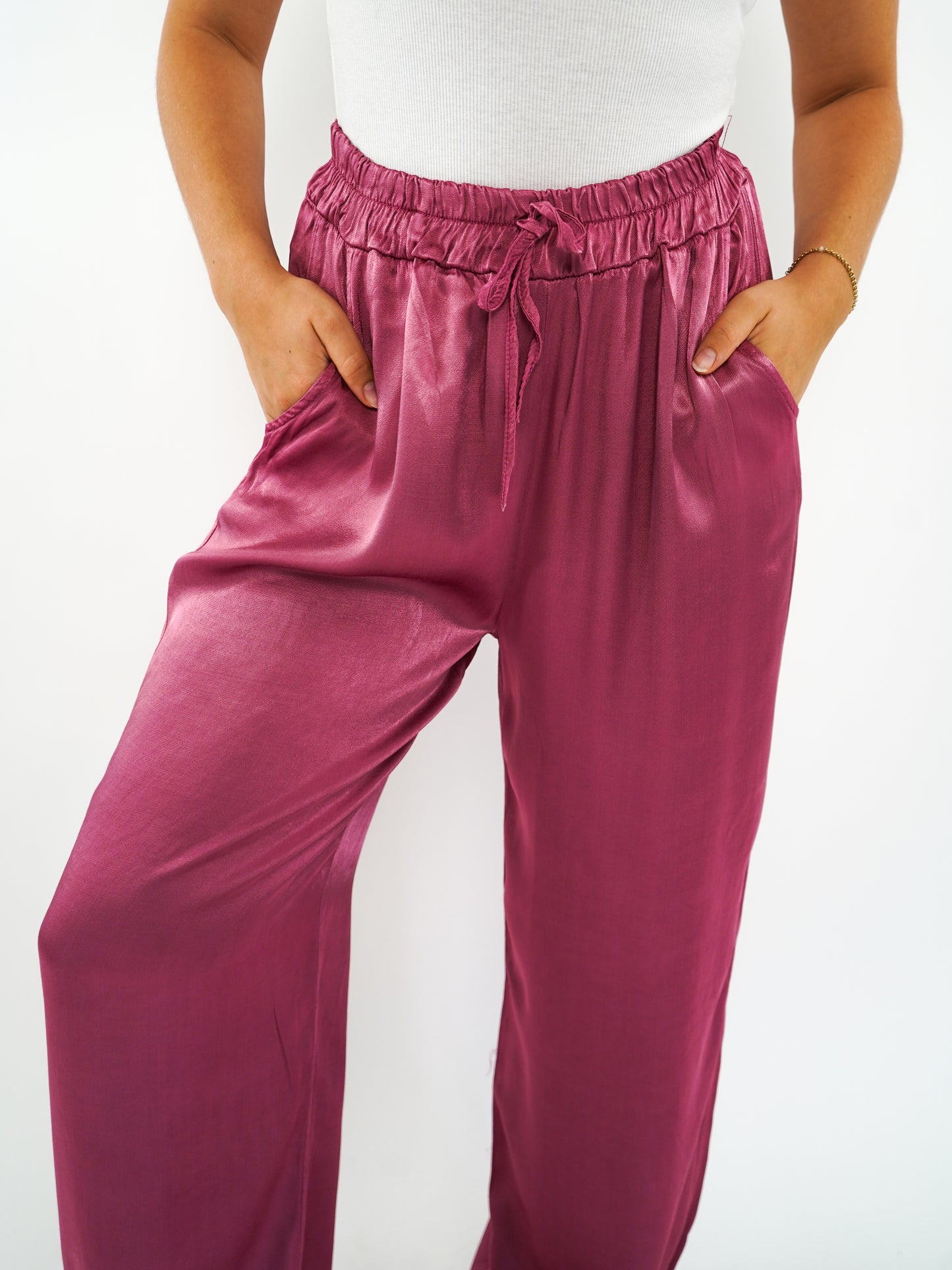 Silky Wide Leg Hose Fiona - Beet Rot