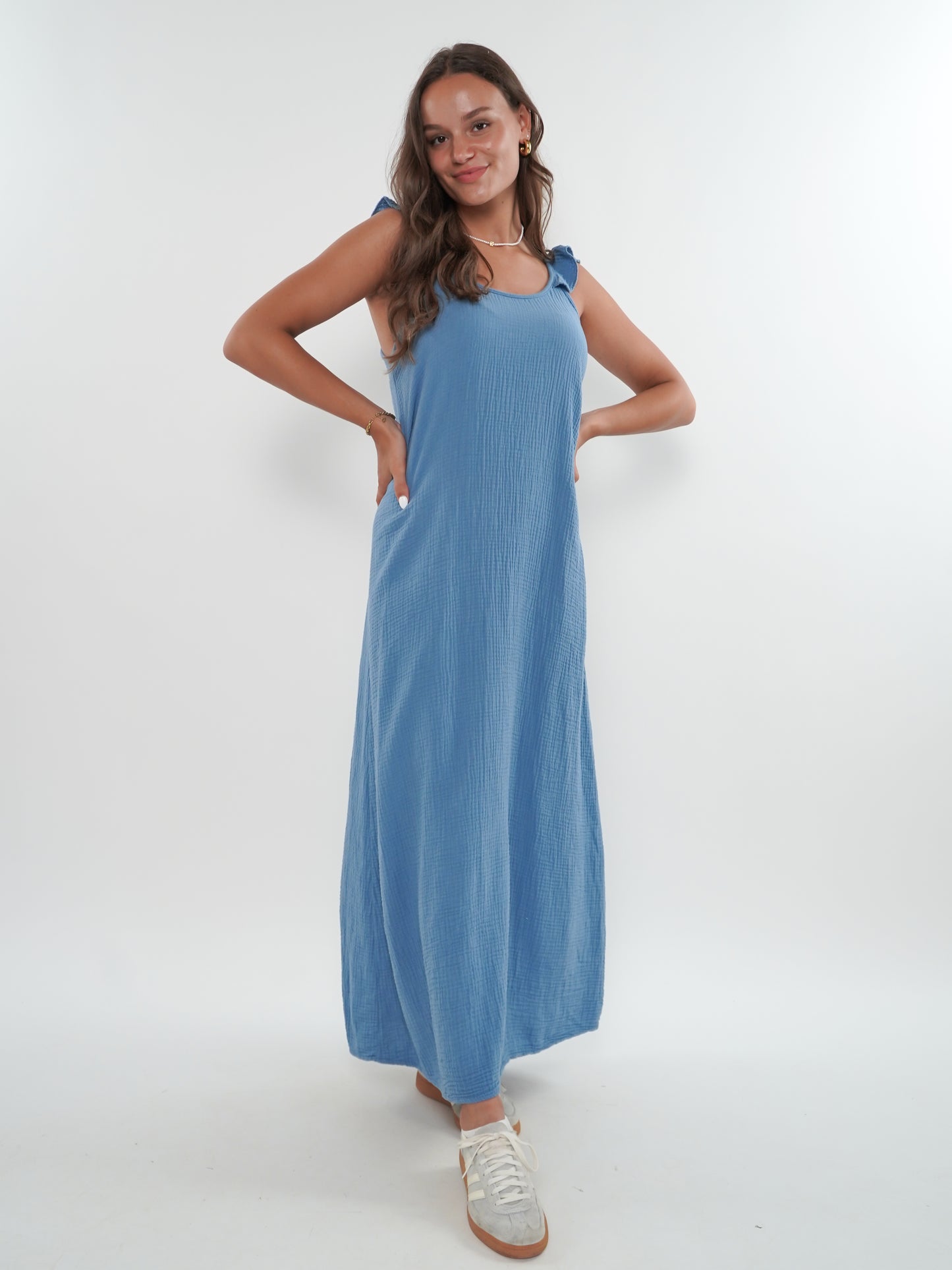 Musselin Midikleid Lucy - Sommerblau