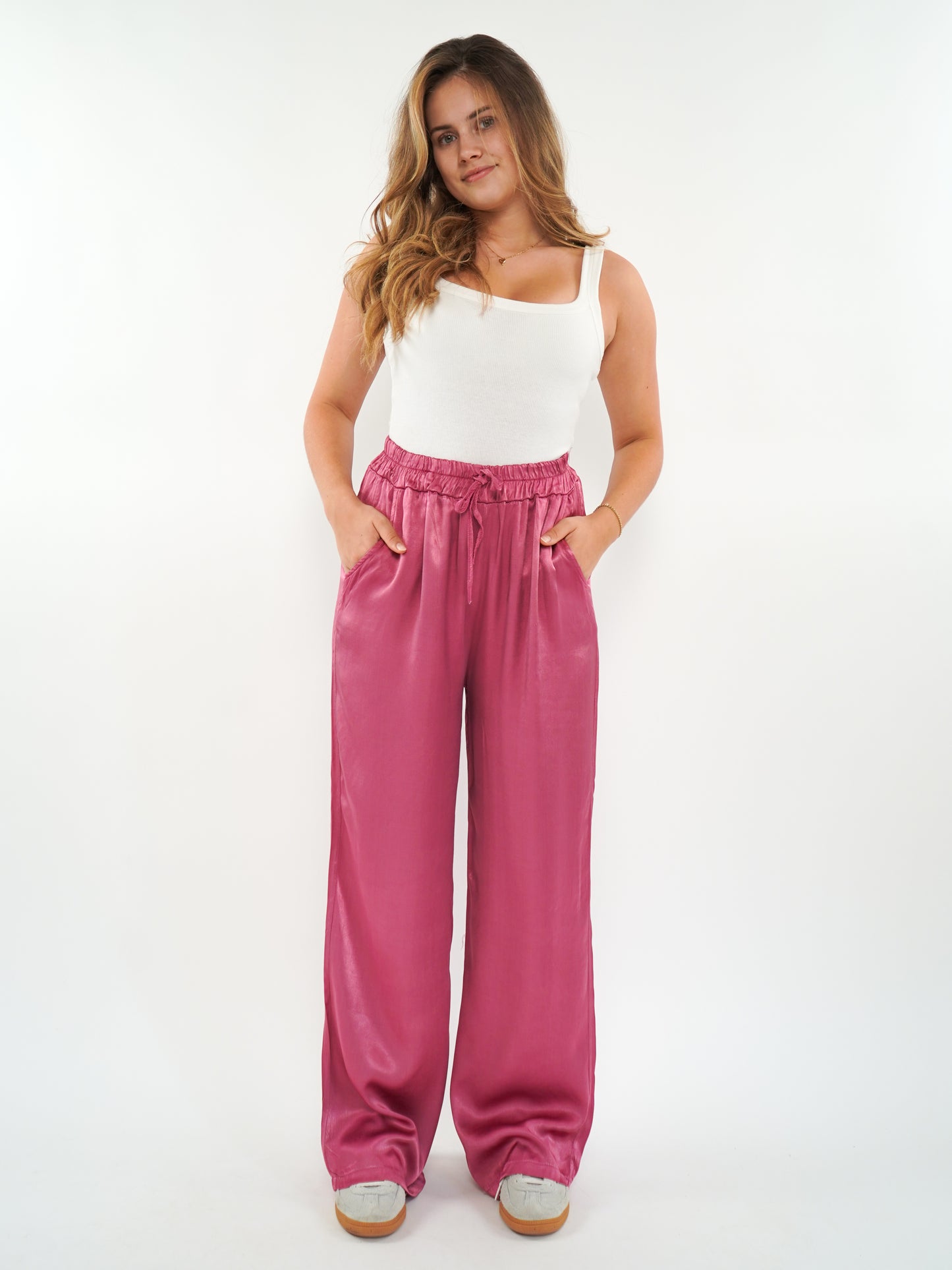 Silky Wide Leg Hose Fiona - Beet Rot