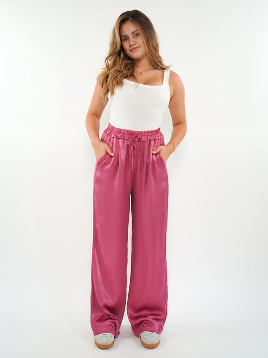 Silky Wide Leg Hose Fiona - Beet Rot