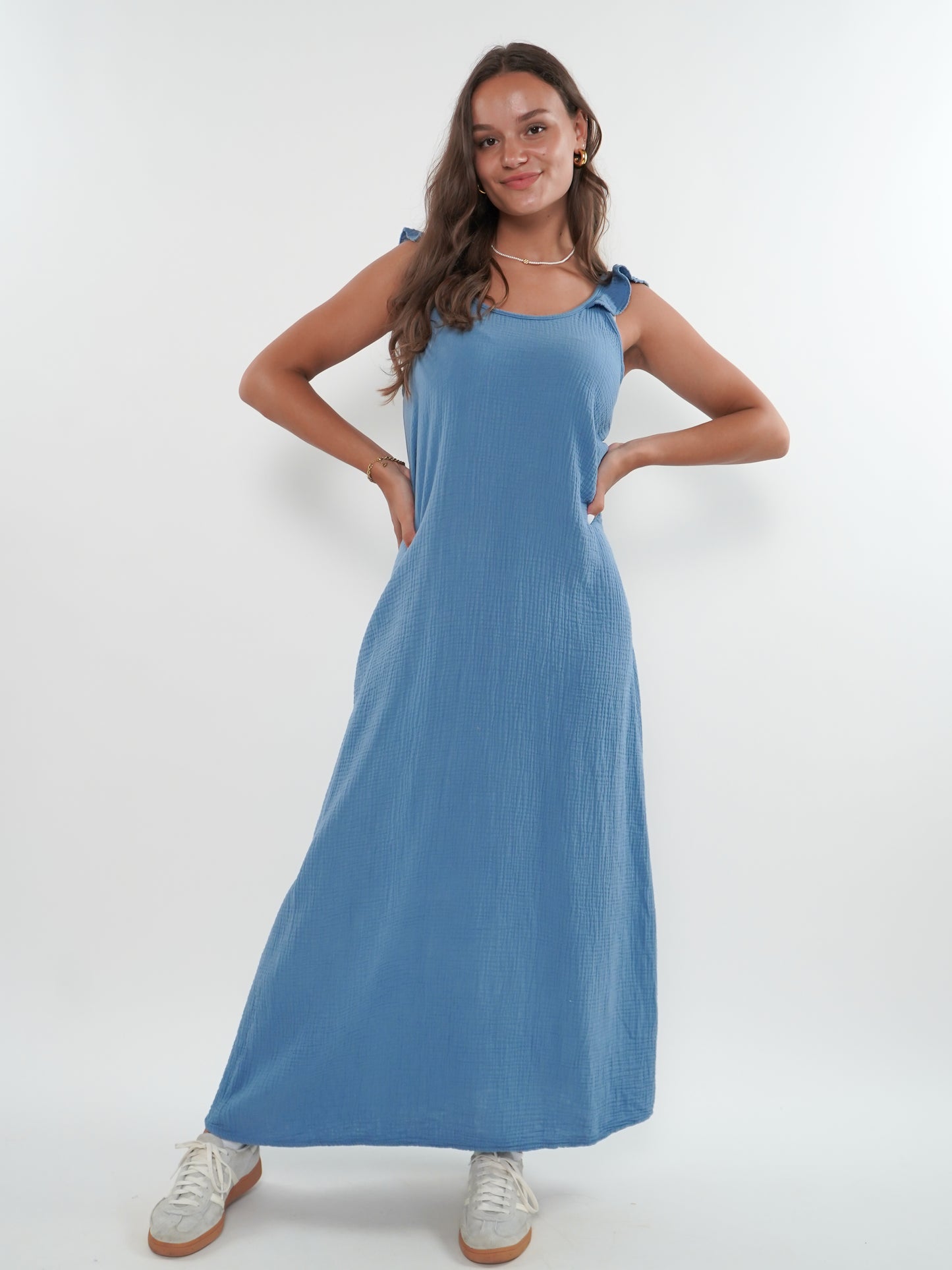 Musselin Midikleid Lucy - Sommerblau