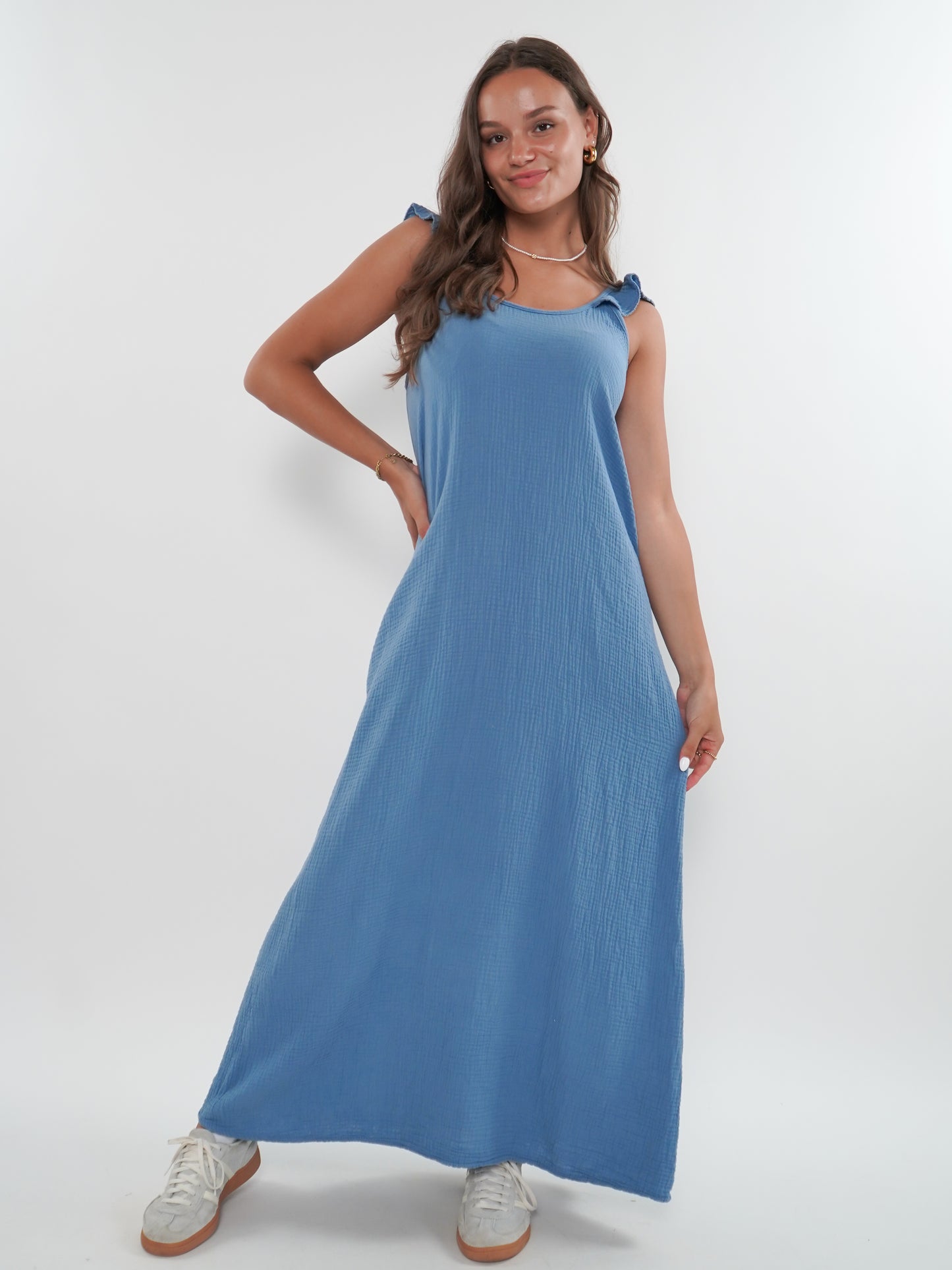 Musselin Midikleid Lucy - Sommerblau