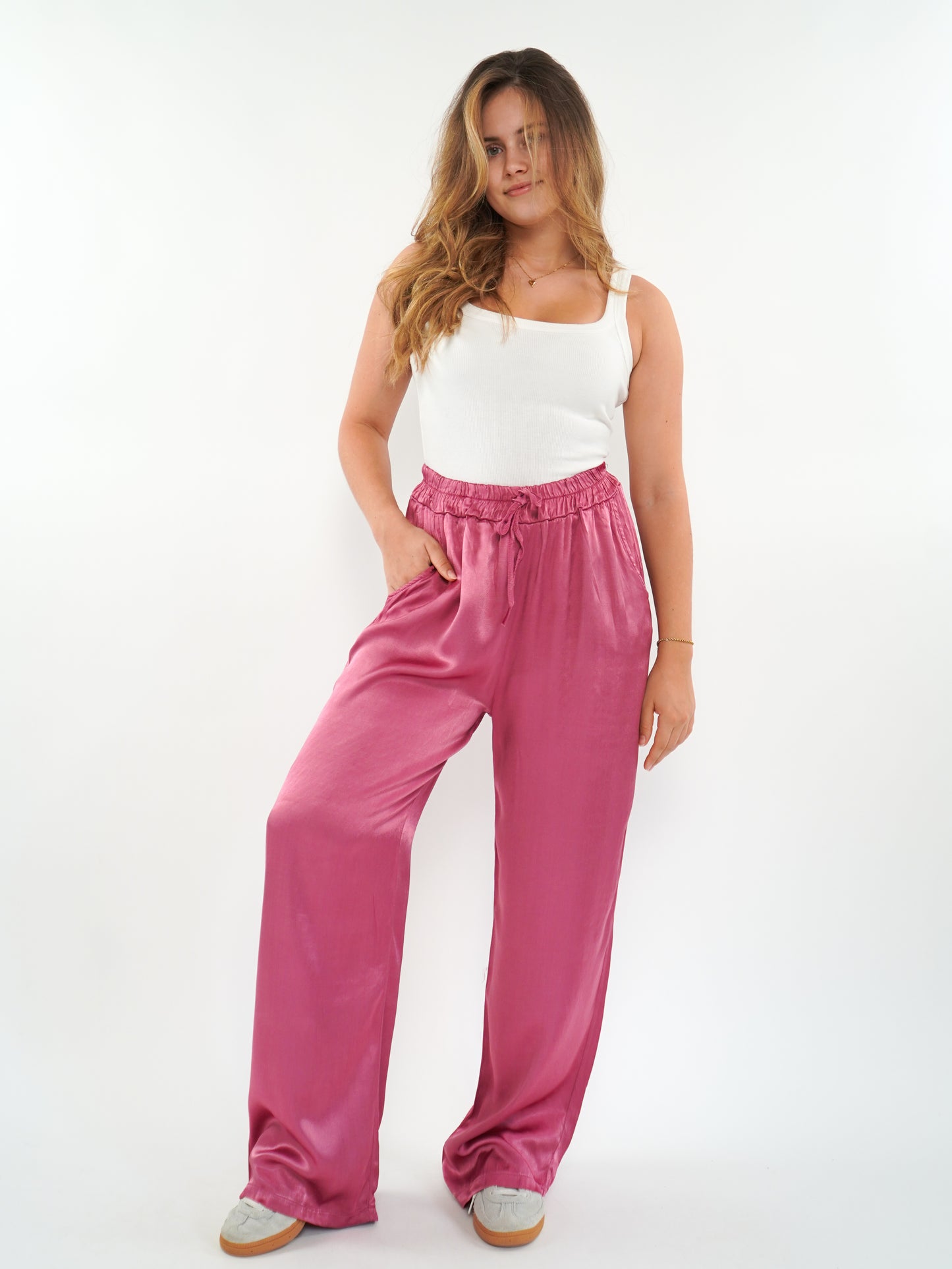 Silky Wide Leg Hose Fiona - Beet Rot