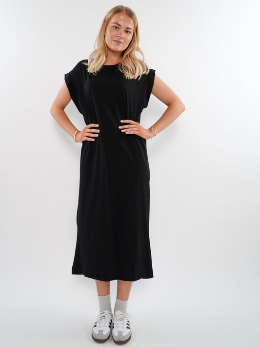 Basic Midi Jersey Kleid - schwarz