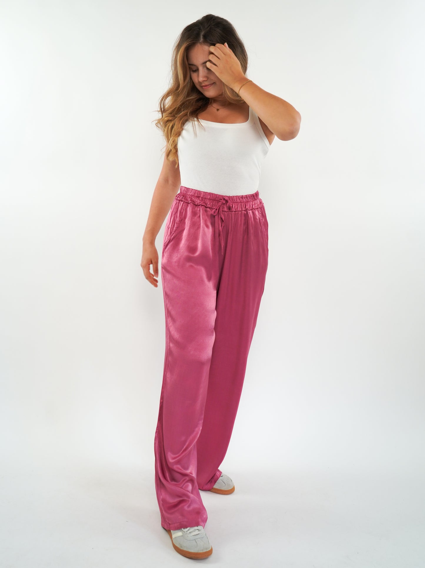 Silky Wide Leg Hose Fiona - Beet Rot