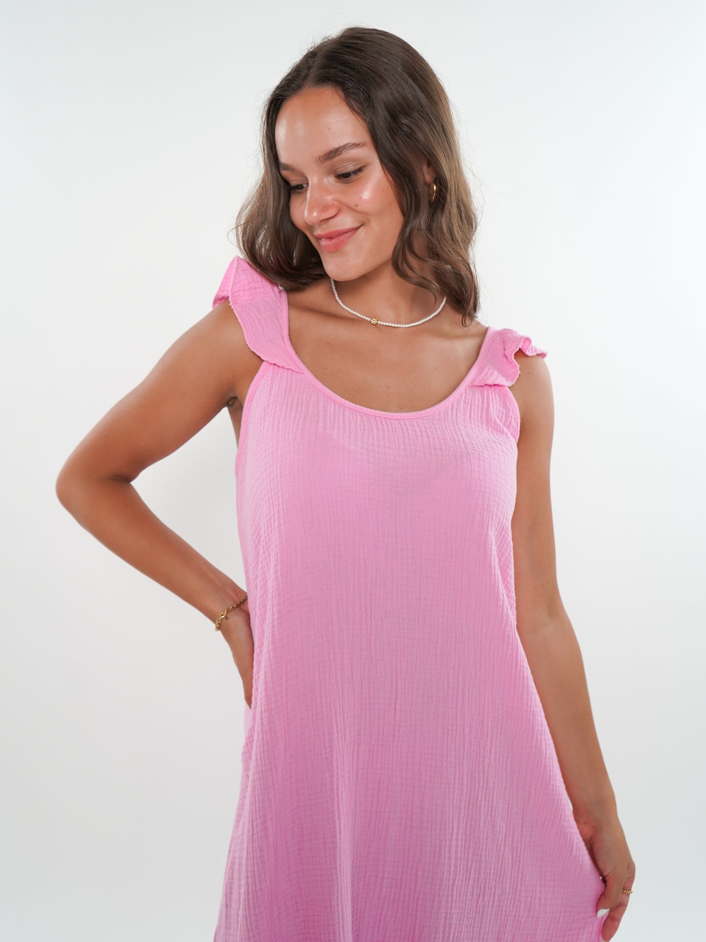 Musselin Midikleid Lucy - Rosa