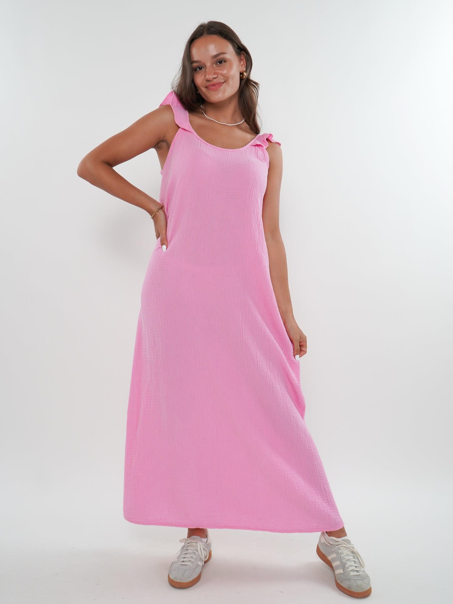 Musselin Midikleid Lucy - Rosa