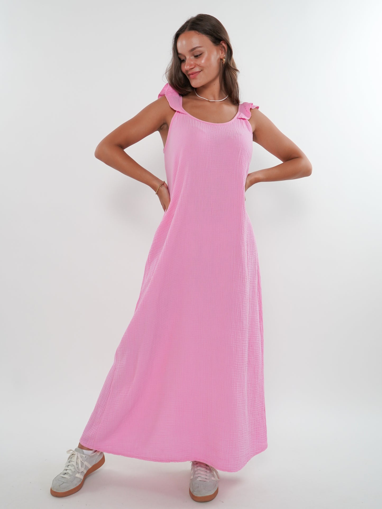 Musselin Midikleid Lucy - Rosa