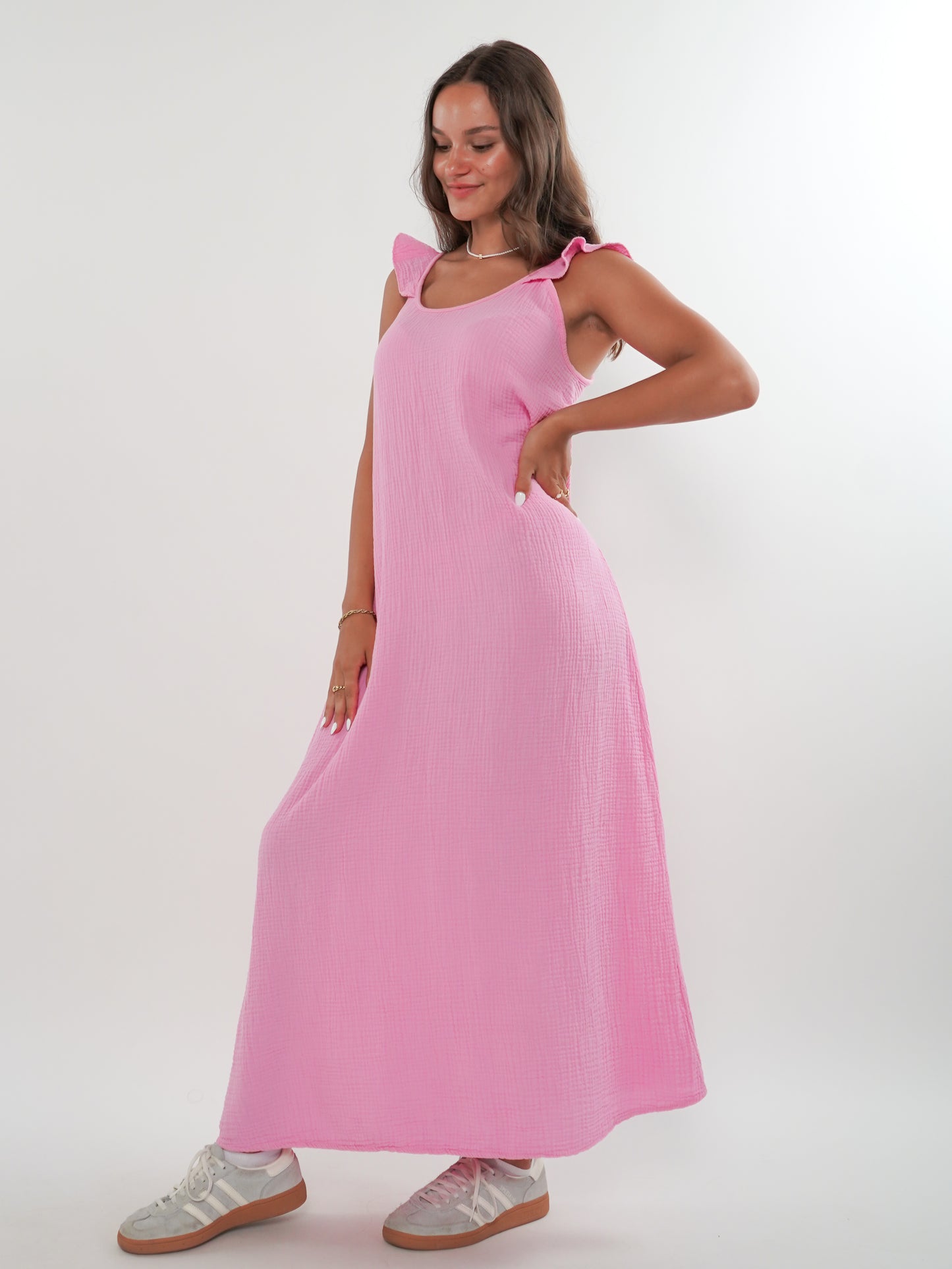 Musselin Midikleid Lucy - Rosa