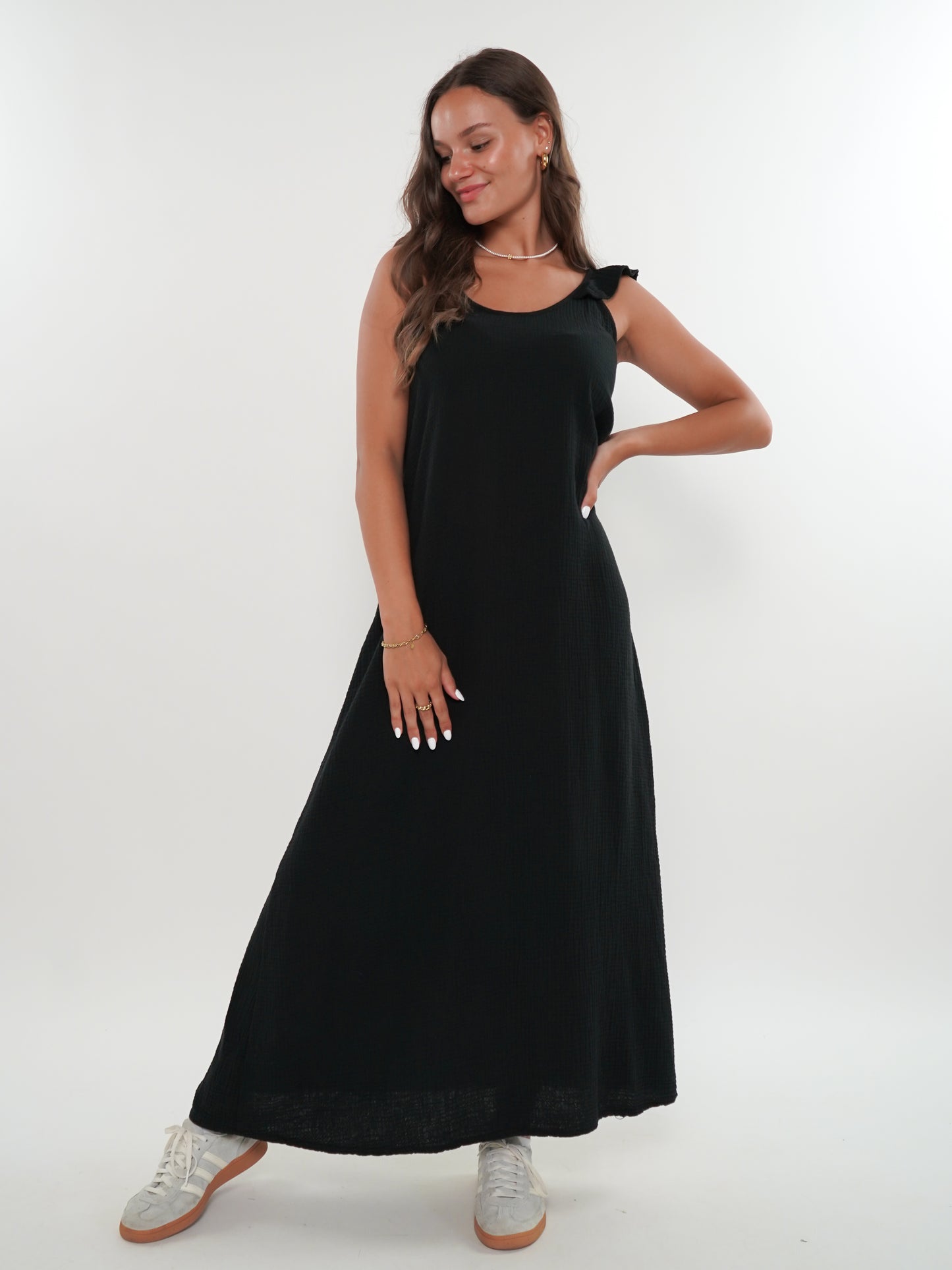 Musselin Midikleid Lucy - Schwarz