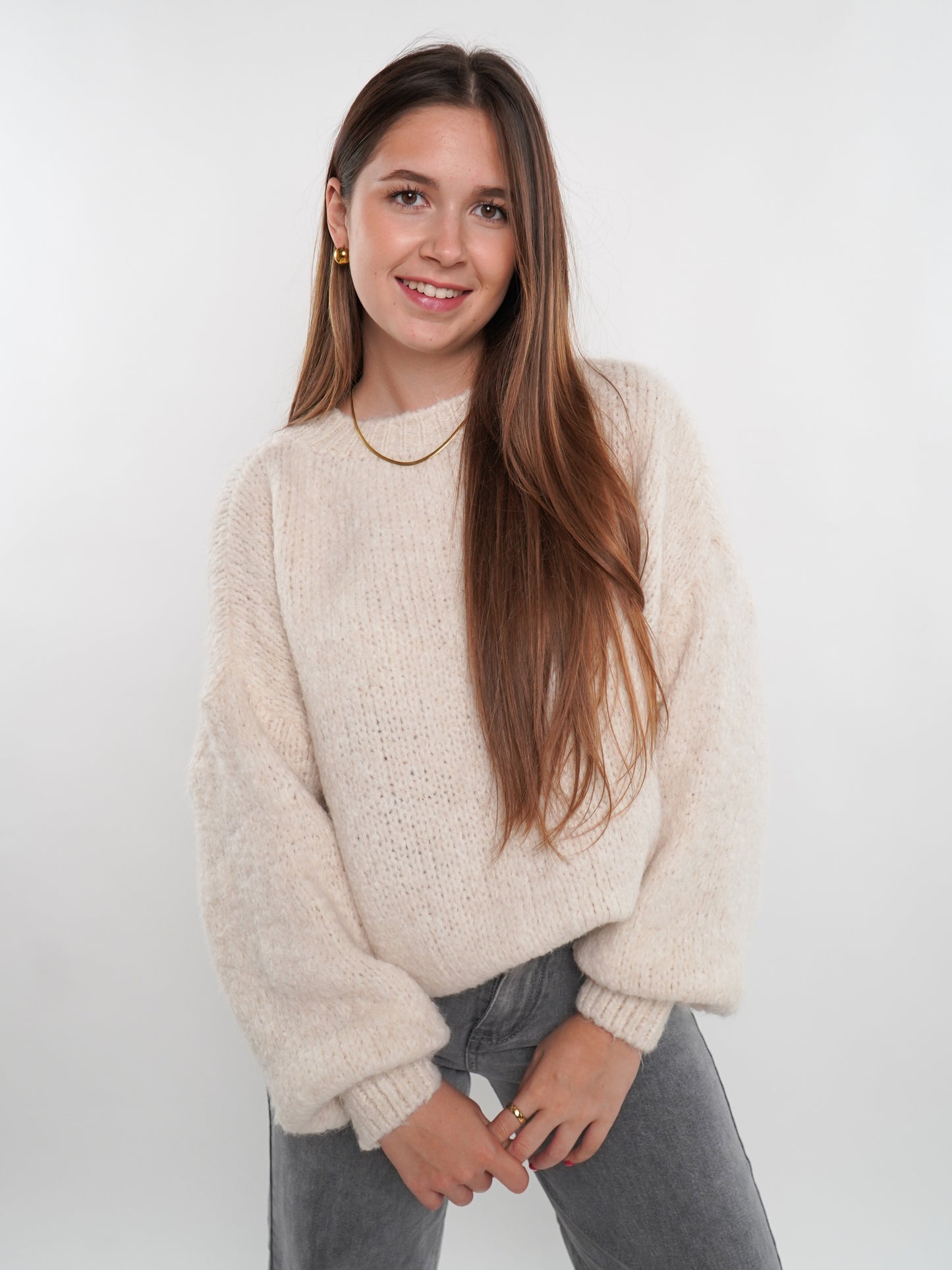 Soft Classic Strickpullover - Creme