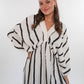 Best Moment Musselin Maxikleid Wide Stripes - Creme/Schwarz