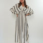 Best Moment Musselin Maxikleid Wide Stripes - Creme/Schwarz