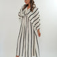 Best Moment Musselin Maxikleid Wide Stripes - Creme/Schwarz