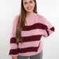 Strickpullover Meggi Stripes - Rosa/Dark Berry