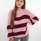 Strickpullover Meggi Stripes - Rosa/Dark Berry