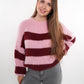 Strickpullover Meggi Stripes - Rosa/Dark Berry