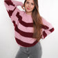 Strickpullover Meggi Stripes - Rosa/Dark Berry