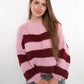 Strickpullover Meggi Stripes - Rosa/Dark Berry