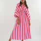 Best Moment Musselin Maxikleid Wide Stripes - Rosa/Rot