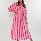 Best Moment Musselin Maxikleid Wide Stripes - Rosa/Rot