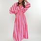 Best Moment Musselin Maxikleid Wide Stripes - Rosa/Rot