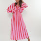 Best Moment Musselin Maxikleid Wide Stripes - Rosa/Rot