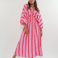 Best Moment Musselin Maxikleid Wide Stripes - Rosa/Rot