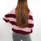 Strickpullover Meggi Stripes - Rosa/Dark Berry