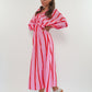 Best Moment Musselin Maxikleid Wide Stripes - Rosa/Rot