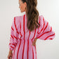 Best Moment Musselin Maxikleid Wide Stripes - Rosa/Rot