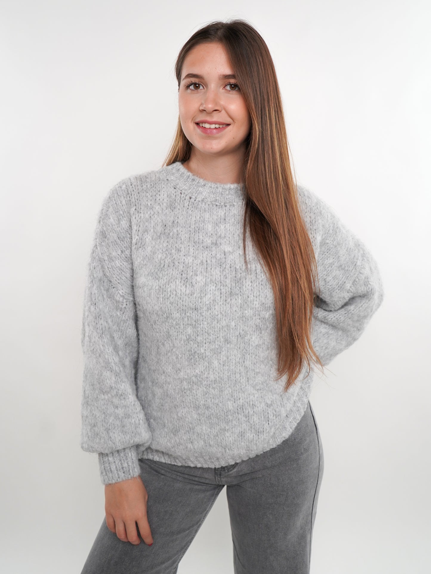 Soft Classic Strickpullover - Hellgrau