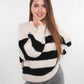 Strickpullover Meggi Stripes - Weiß mit Schwarz