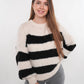 Strickpullover Meggi Stripes - Weiß mit Schwarz